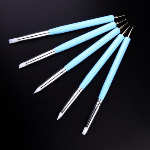 5pcs/set Dual Ended Silicone Sculpture Carving Emboss Modeling Builder Rhinestone Beads Dotting Picking Pen Brush -30