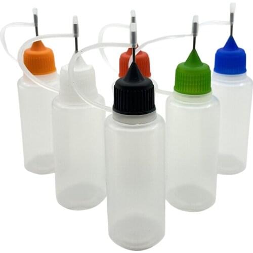 50pcs 20ml Plastic Dropper Bottle With Metal Needle Cap Refillable Liquid Empty Container Soft PE Vial