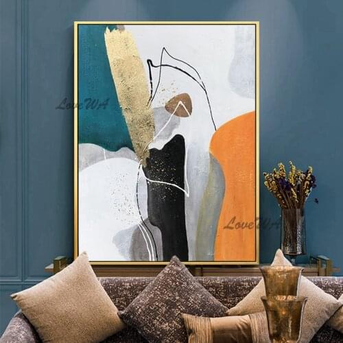 Big Size Hand Painted Abstract Oil Painting on Canvas Wall Picture Art Living Room Home 1 Panel Wall Art Decor Foil Pictures