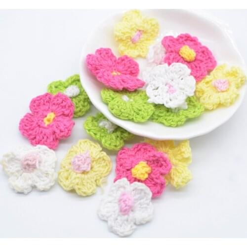 40Pcs 25mm Wool Flower Applique for DIY Clothes Hat Shoes Crafts Sewing Supplies Patches Headwear Hair Clips Decor Accessories