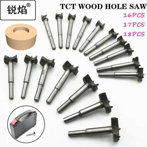 Free shipping 16/17/18 pcs. Woodworking Forstner Bit Set Woodworking Hole Cutter 15mm-40mm Hole Saw Set