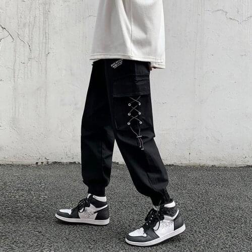 Pants Men Kargo Student Oversized 5XL Hip Hop Streetwear Joggers Casual Cargo Pant Trousers Elastic Waist Loose Pant Man Boys