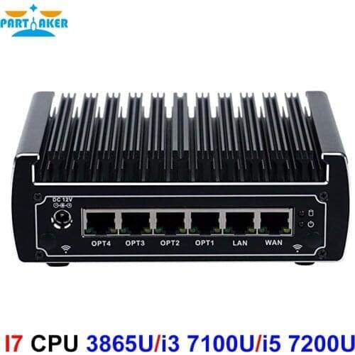 Newest pfSense Box 7th Gen Kaby Lake Intel i5 7200u i3 7100U 3865U Dual Core fanless case 6 lan mini server pc support AES-NI
