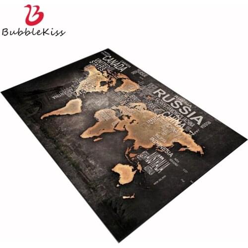 Bubble Kiss Creative Design Area Rug for Living Room Vintage Black World Map Pattern Carpet Christmas Rug Living Room Floor Mat