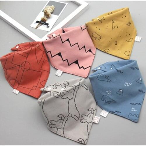 Baby Bibs Triangle Double Cotton Bibs 5 pieces/lot Cartoon Print Saliva Towel Baby Boys Girls Feeding Apron Cotton Bandana Bibs