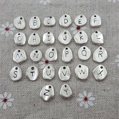 Double side Geometric shape Disc Pendant Alphabet A-Z Letter Tag Charms Stamp Initial Jewelry,10mm Beads For Jewelry Making
