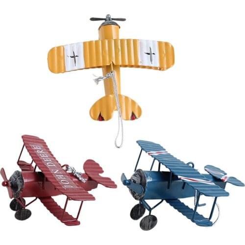 HOT-Retro Airplane Figurines Metal Plane Model Vintage Glider Airplane Home Decor Miniatures
