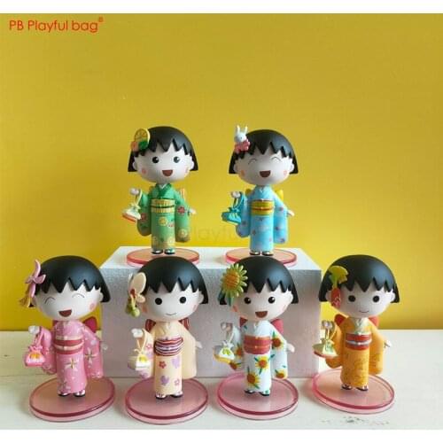 Playful bag 6pcs Kimono Sakura Momoko figure Japan Anime little toy model PVC collectible toy figure Cake little ornaments HG48