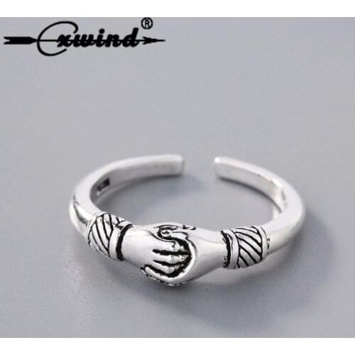 Cute Hand in Hand Lovers Ring Handshake Ring Fashion Open Finger Rings for Girls/Boys Party Accessories Jewelry