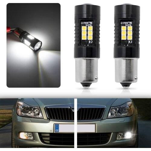 2Pc White Canbus P21W 1156 BA15S LED Light Bulb For 2009-2012 Škoda Octavia II Mk2 facelift LED DRL Daytime Running Light