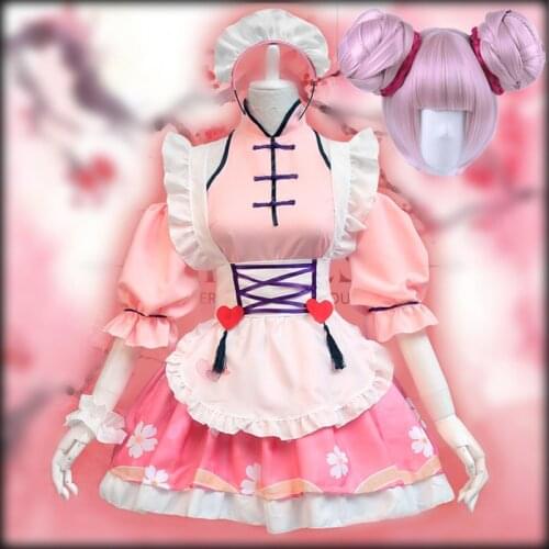 Game Xiao Qiao Cosplay Costumes Pink Cerasus Maid Lolita Costume Woman Girls Cute Waitress Dress Fancy Party Amine Costumes
