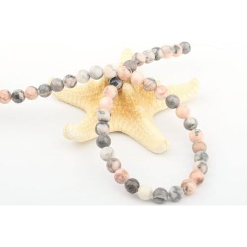 Round Natural Stone Beads Pink Zebra Stones Loose Stone Bead For Bracelet Necklace Jewelry Making DIY Size 4mm/6mm/8mm/10mm/12mm