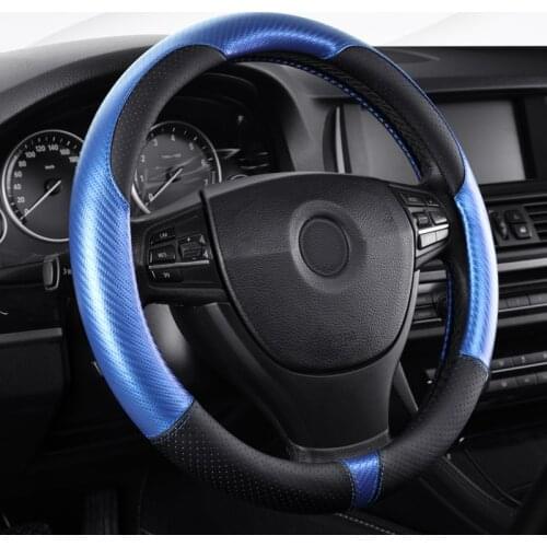 Microfiber Carbon Leather Car Steering Wheel Cover Universal Size 36CM 38CM 40CM Sport Auto Wheels Handle Covers Case