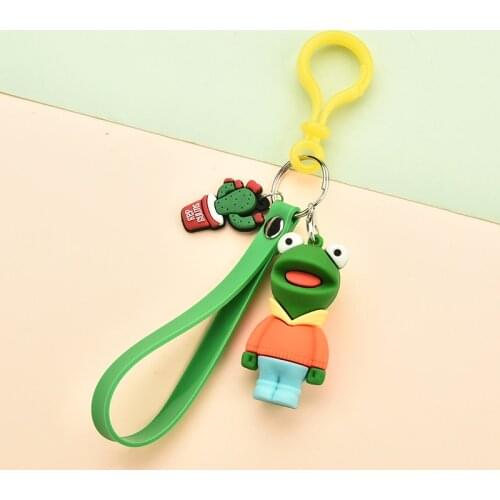 Fashion Cartoon Green Frog Key Chain Charm Pendant Keyring for Women Bag KeyChain Christmas Gift Jewelry EH014