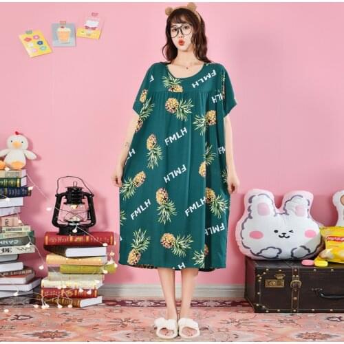 Oversized Women Pringting Nightgowns Loose Homewear New Summer Night Dress Causal Sleepwear Soft Pregnant woman Home Clothes