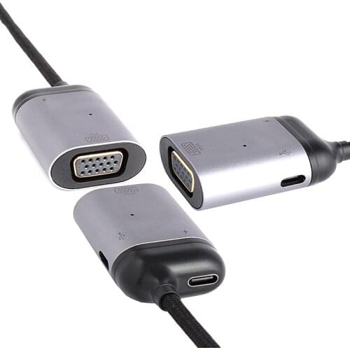 New Type-C to VGA Adapter Cable PD Charging Power Port 3-in-1 Data Transmission Converter Adapter Cable Suitable For Computer TV