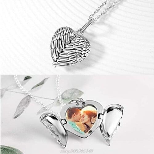 Heart Sublimation Blanks Angel Wing Love Heart Necklaces Custom Lockable Photo Blank MDF Printable Pendant F23 21 Dropship