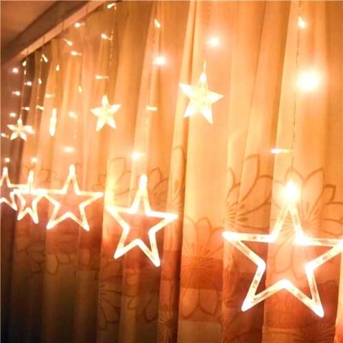 Star Holiday Light String 3m AC 220V LED Fairy Star Curtain String Lights Christmas Tree Decoration Wedding Garden Outdoor Decor
