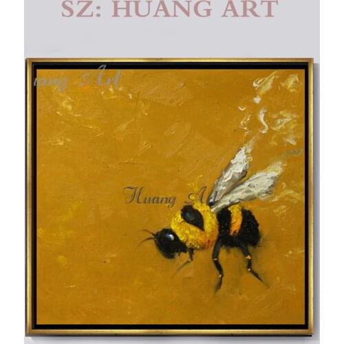 Hand painted oil painting yellow bee honey Animal painting modern simplicity Gallery hallway Gallery hanging mural painting