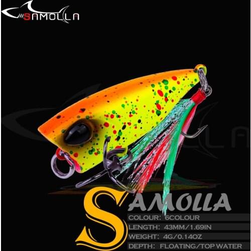 Fishing Tackle Lure Popper Weight 4g Feathered Hooks Hard Bait Floating Topwater Whopper Trolling For Carp Fish Artificial Lures