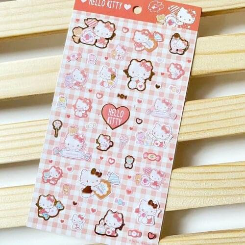 Sanrio hello kitty Sticker 2021 Cute Melody Sticker Cartoon Kuromi Bronzing Sticker Hand Account Sticker