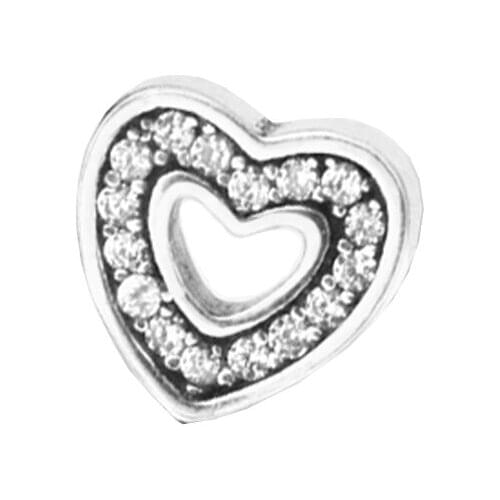 Heart Petite Charm Silver S925 Silver Beads Fit Floating locket Charms Ring DIY 02P001