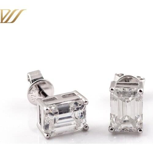 925 Sterling Silver Women Earrings Fedex Shipping 5x7mm 1.1ct D Emerald Cut Moissanite Earrings Stud Earrings