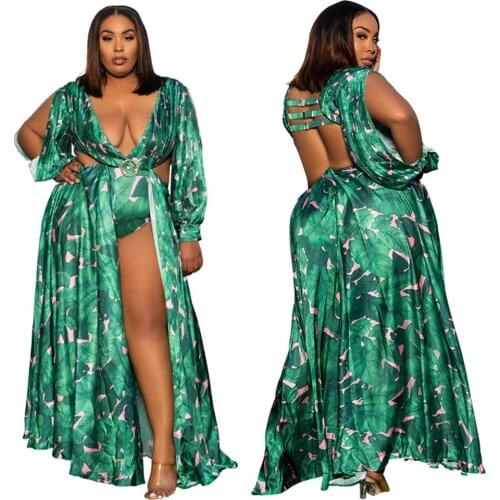 Plus Size Party Dress V Neck Backless Hollow Circle Button Milk Silk Temperament Sexy Women Long Dresses Wholesale Dropshipping