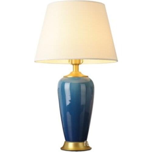 Modern Blue American Style Ceramic Table Lamp For BedRoom Bedside Living Room Foyer Study Desk Reading Night Light 190123