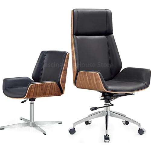 Modern Office Chair Reclning High-Back Bentwood Swivel Computer Chair Micro Fiber Leather Office Furniture Conference Armchair