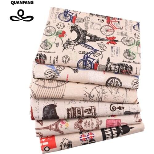 QUAN FANG Tower series Cotton Linen Fabric For DIY&Quilting ,Sewing,Sofa,Table,Cloth Curtain Bag,Cushion Material Half Meter