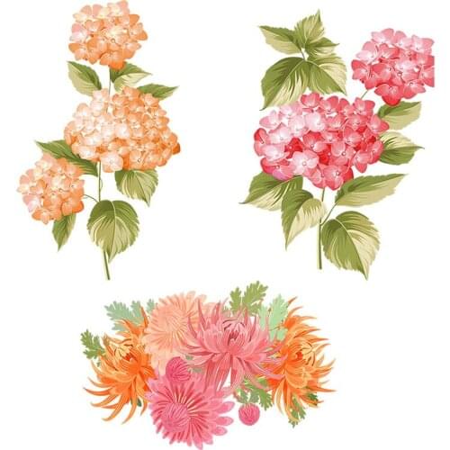 Three Ratels QCF5 Hydrangea calliopsis flower Sticker Vinyl PVC Decal for House Room Wall Window Door Refrigerator Kitchen