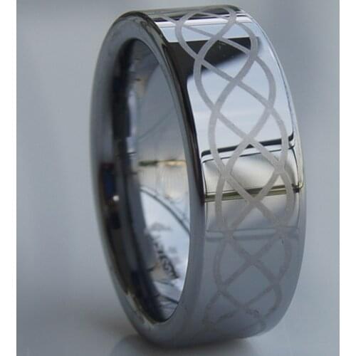 8mm pattern laser hi-tech scratch proof wedding tungsten ring