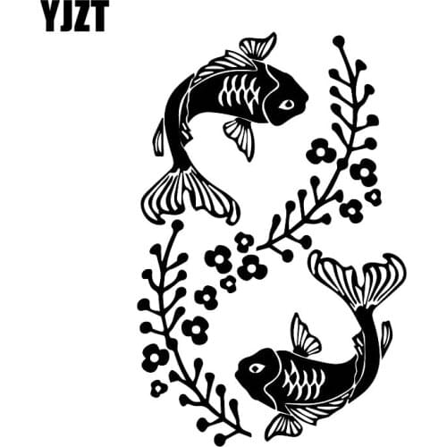YJZT 18CM*11.7CM Bring Good Luck To The Koi Chinese Style Decal Car When Car Stickers Black/Silver C30-0179