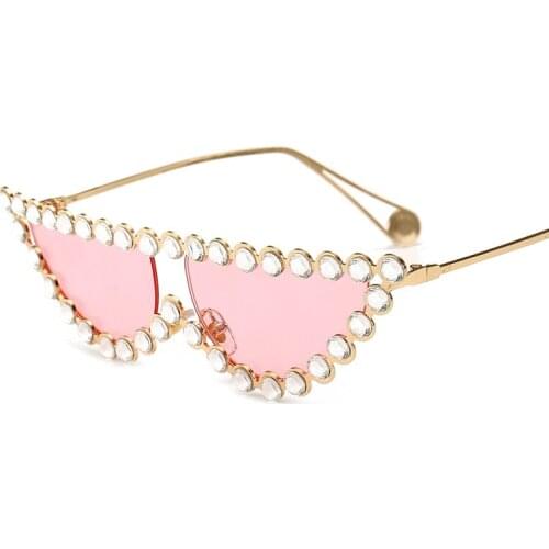 Small cat eye Sunglasses Women 2021 rhinestone crystal tiny pearl carter Sun Glasses trending products oculos de sol feminino