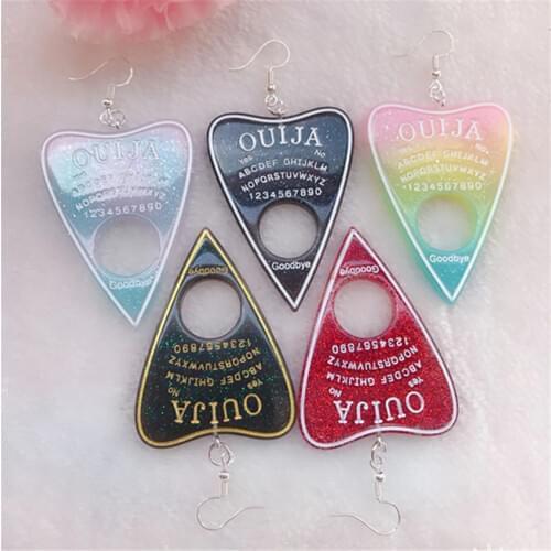 1Pair Women Drop Earrings Ouija Board Flatback Glitter Resin Dangle Charms Fashion Jewelry
