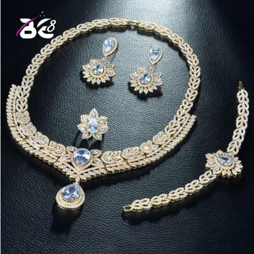 Be 8 Ensemble Wedding Jewelry Sets for Women Sparkling AAA Zircon Water Drop Fashion Bridesmaid Jewelry Set Bijoux Femme S283