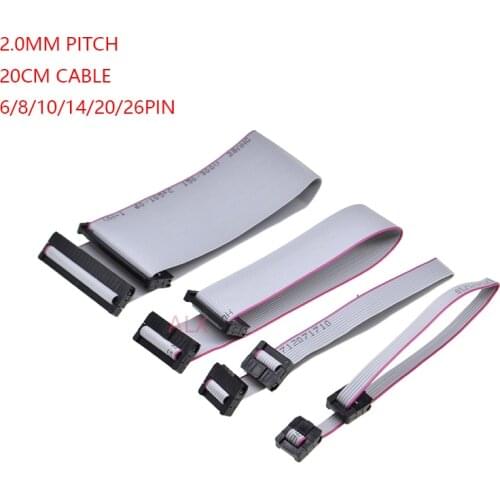 1PCS 2.0MM pitch FC-6/8/10/14/16/20/40/50 PIN 20CM JTAG ISP DOWNLOAD CABLE Gray Flat Ribbon Data Cable FOR DC3 IDC BOX HEADER