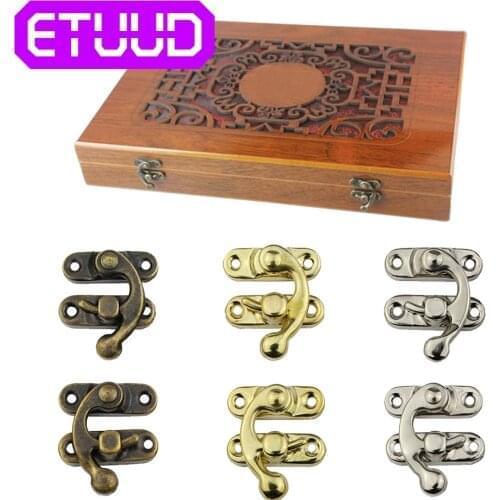 ETUUD 12Pcs Bronze Iron Box Latch Hasps Lock Catch Latches Wood Jewelry Suitcase Buckle Clip Clasp Vintage Furniture Hardware