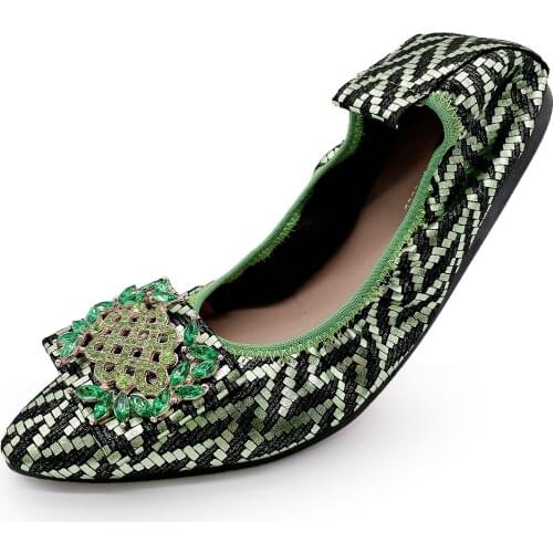 167-3 New Arrivals 2021 Italian Women Flats Snake Print Sexy Ladies Flat Shoes Pointed Toe Rhinestone Luxury Ballet Flats Loafer
