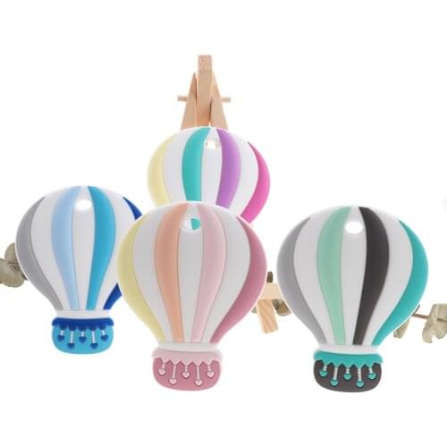 20pcs Silicone Teether Hot Air Balloon Baby Toys Food Grade Infant Chewable Babies Teething Necklace Baby Teethers BPA Free