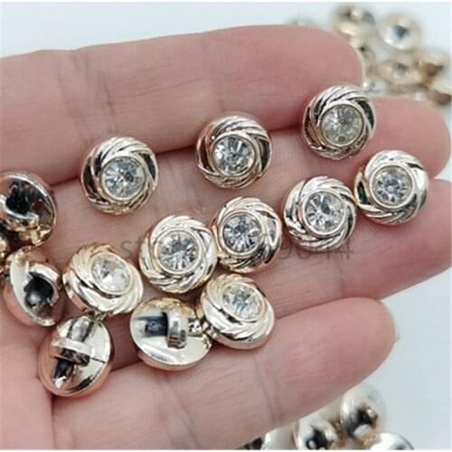 200pcs/Lot Rotating alloy crystal Shank buttons 11mm shirt sewn buttons jewelry sewing button holiday decorations
