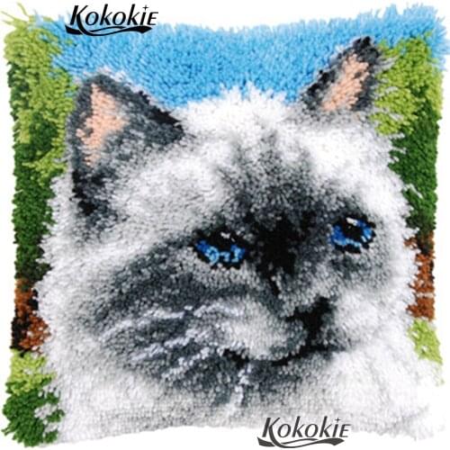 Handmade 3d carpet embroidery carpet cross stitch cushions cats pillow Latch hook kits diy embroider needlework kits