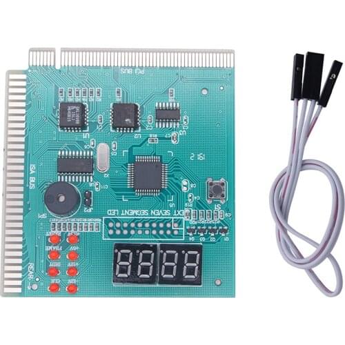4 Digit LCD Display Computer Analyzer Diagnostic Card PCI Motherboard Tester w/ LED Indicator for ISA PCI Bus Mian Board