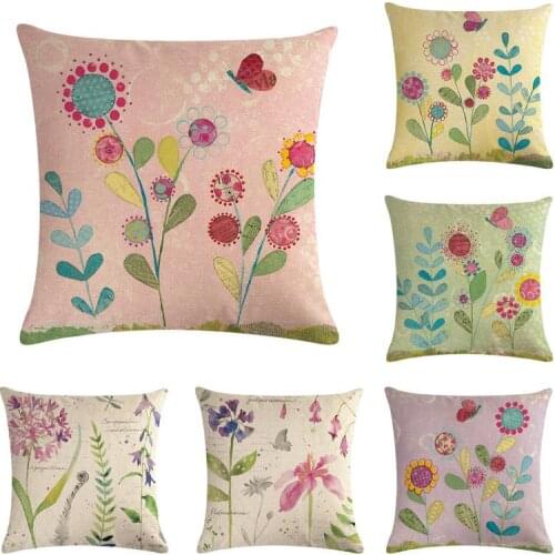 45cm*45cm Small fresh flowers and grass pattern linen/cotton throw pillow covers couch cushion cover home decorative pillows