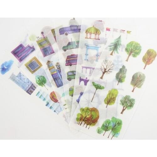 6PCS New Time Fragment Children Stationery Stickers For DIY Albums Scrapbooking Diary Decoration Cartoon Depicting