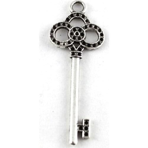 90PCS Tibetan Silver Color crown key charm 65mm A12594