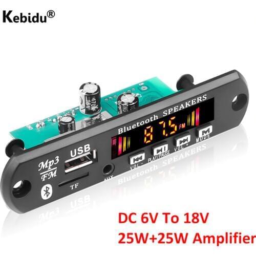 Car FM Radio Module Stereo Bluetooth 5.0 MP3 Player Decoder Board 12V 18V 50W Amplifier Support TF USB AUX Recorders 2*25W