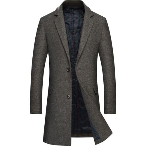 Brand Winter Woolen Coat Men Casual Slim Man Coat Jacket Wool Blend Warm Thick Long Overcoat Men Large Size Cappotti Uomo