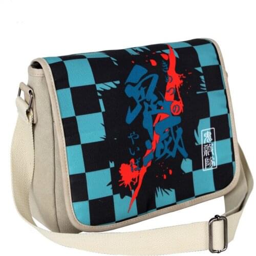 Anime Demon Slayer Canvas Handbags Girl Kawaii Kamado Tanjiro Printng Travel Shoulder Bags Laptop Anti Theft Crossbody Bag